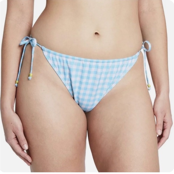 Stoney Clover Lane Bikini Bottom Blue Gingham String Swim Bottoms NWT Small - Picture 6 of 7
